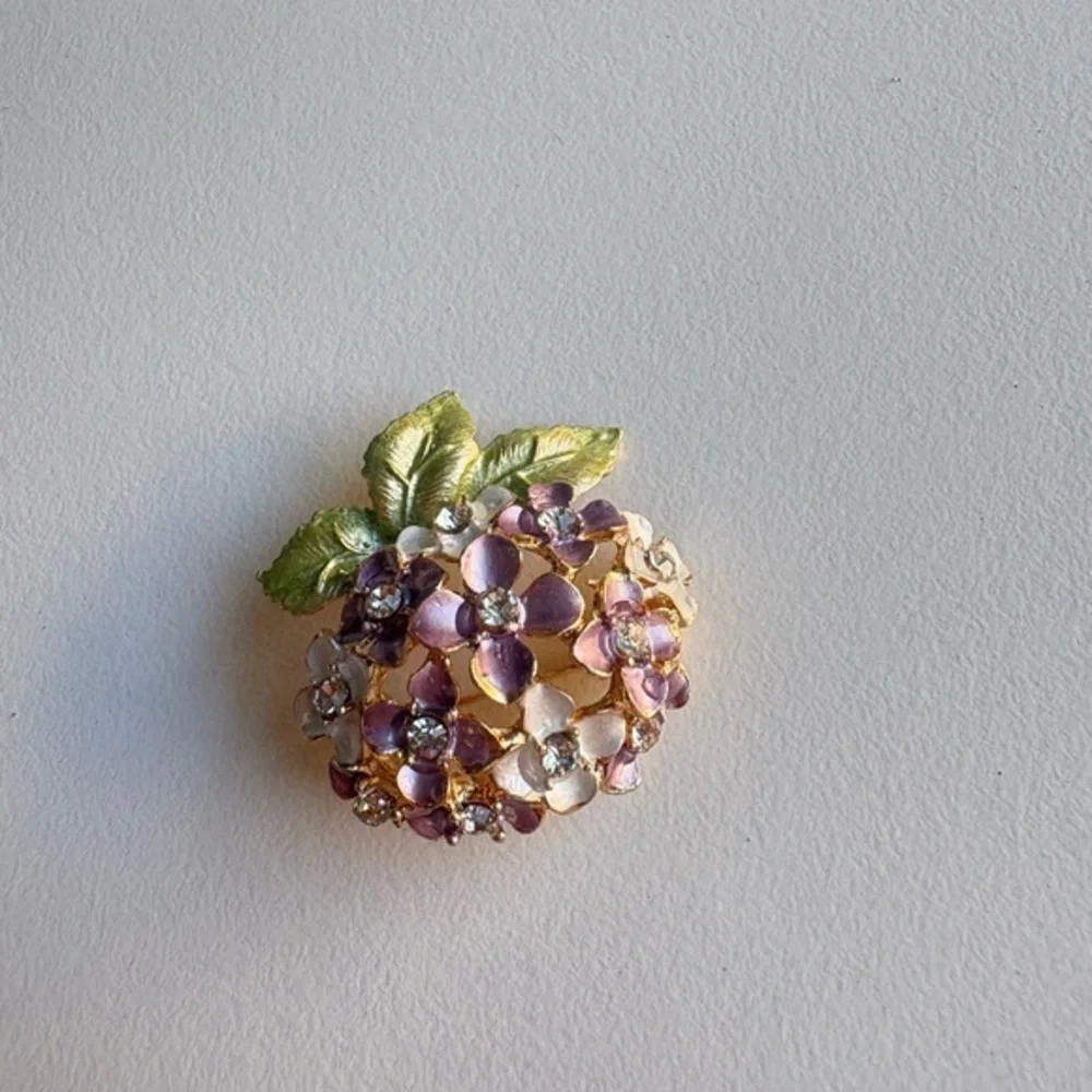 Purple‎ and Green Floral Brooch